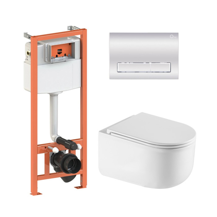 Готовое решение Qtap для ванной комнаты: подвесной унитаз Taurus Ultra Quiet + инсталляция Nest 4 в 1 (SD00052279)
