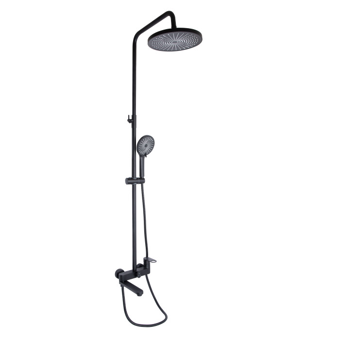 Универсальная душевая система Qtap Jay с изливом QTJAY111BLM45549 Black Matt