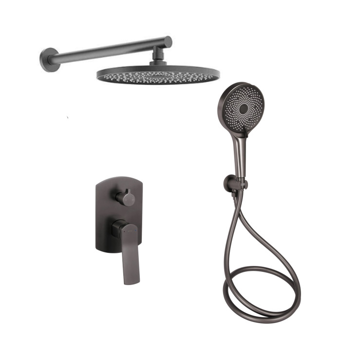 Душевая система Qtap Slavonice скрытого монтажа на 2 потребителя Gunmetal Black PVD (QTSLA113GMB45899)
