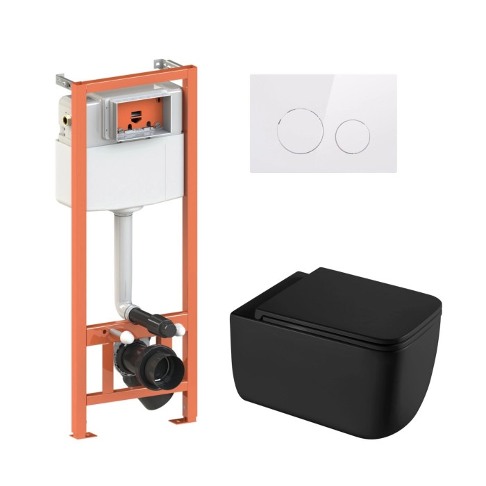 Комплект Qtap: Подвесной унитаз Gemini + инсталляция Nest 4 в 1 White (SD00052292)