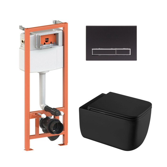 Готовое решение Qtap Gemini Ultra Quiet + инсталляция Nest 4 в 1 (линейная клавиша Matt Black) SD00052299