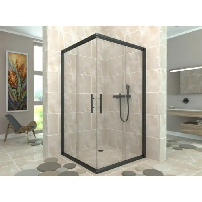 Душевая кабина Aquanil Indiana Black 75х75x190 см прозрачное стекло черный профиль