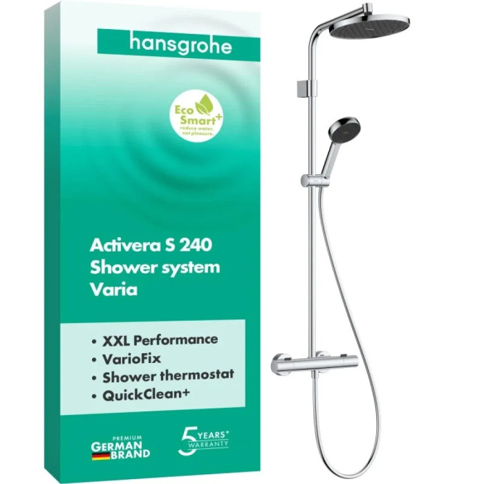 Душова система Hansgrohe Activera S 240 1jet EcoSmart з термостатом Ecostat Fine Varia хром (28078000)