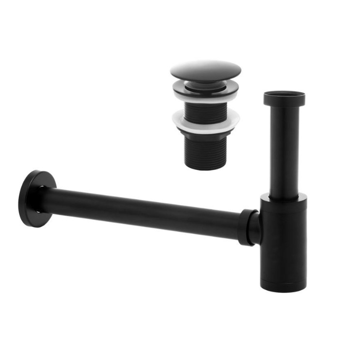 Сифон для раковины YOKA BLACK универсальный + CLICK-KLAK без перелива (BK.SYPOP-14-BLK)