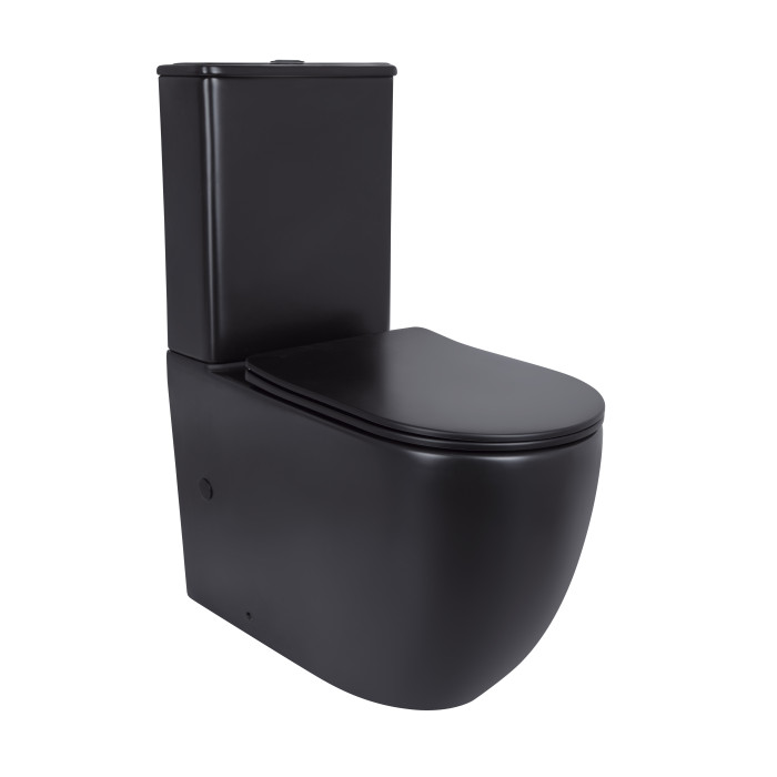 Унітаз Qtap Robin Ultra Quiet безобідковий Soft-close, Чорний матовий (QT13226083AMB)