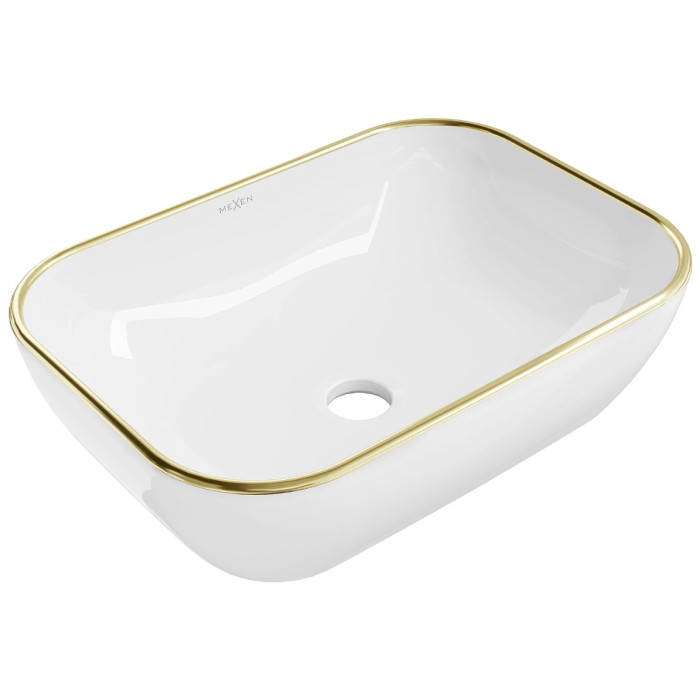 Умывальник (раковина) MEXEN RITA WHITE GOLD EDGE накладной  (MEX-21084505)