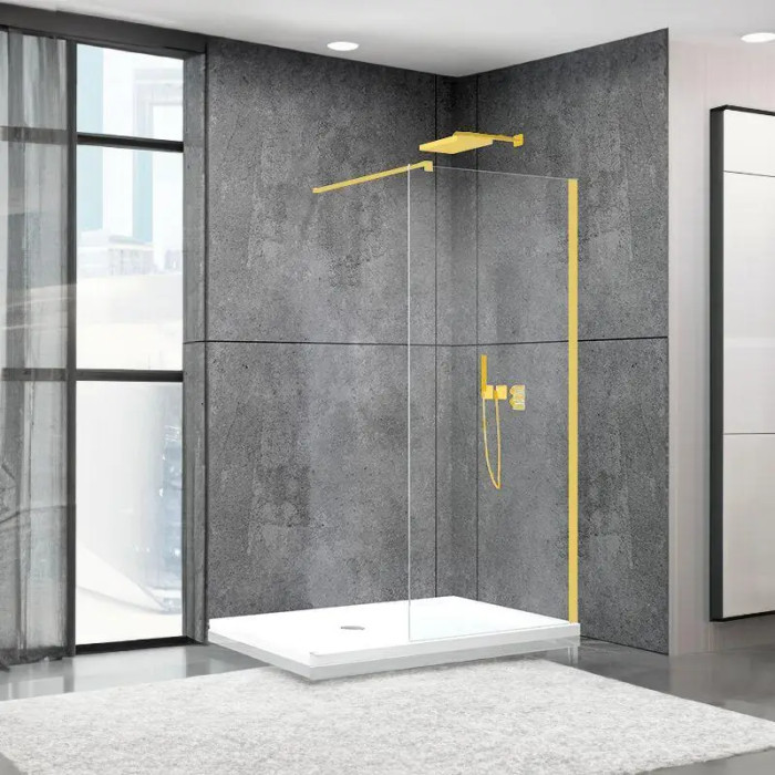 Душевая перегородка Aquanil FIT 120x195 8мм прозоре скло, профіль золото (FIT120х195GOLD)