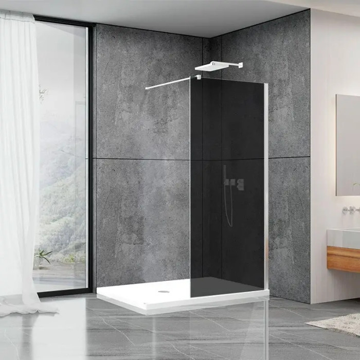 Душевая перегородка Aquanil FIT 90x195 см тонированное стекло 8мм, хром профиль (FIT90х195Smoke)