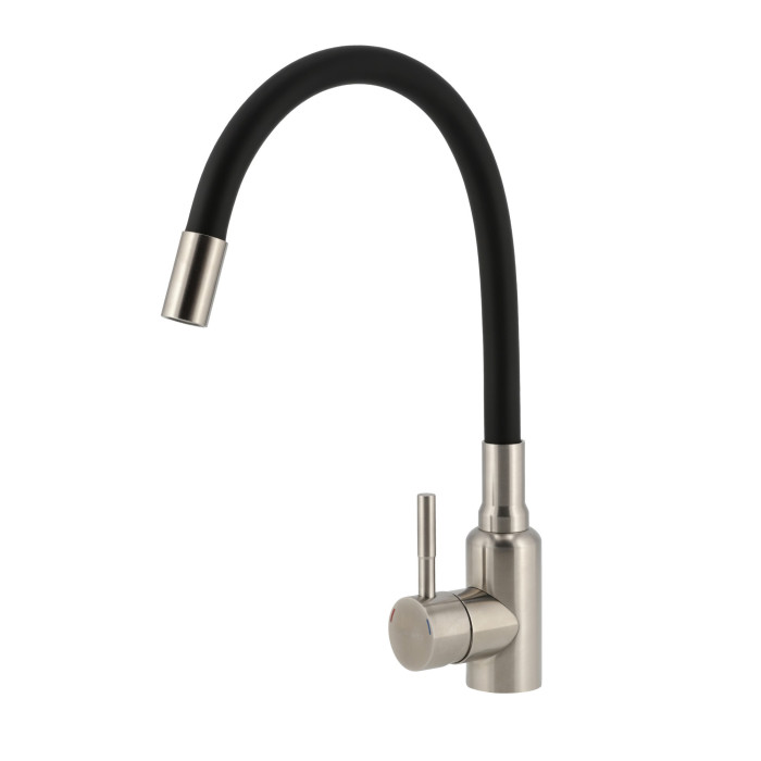 Змішувач GRANADO Burela Inox (Black) з гнучким виливом