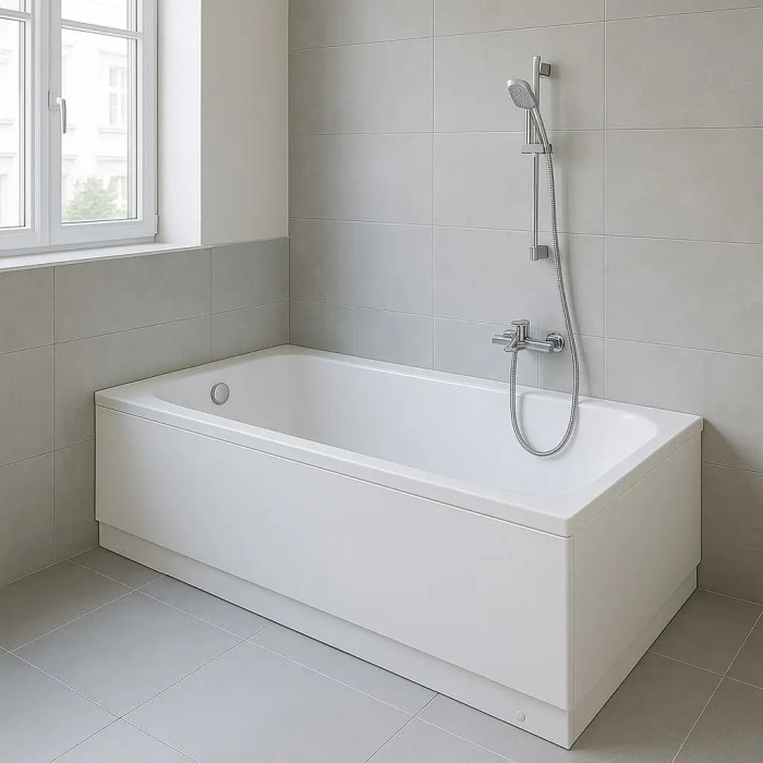 Ванна акрилова Shower ARTMINA SW 6873 130х70х40 см з декоративною панеллю та ніжками біла (C15252)