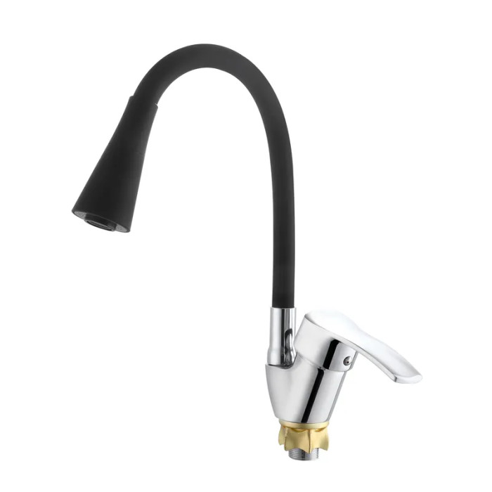 Змішувач для кухні Zerix YUT 279 Reflector Black з гнучким виливом (ZX5986)