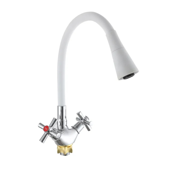 Змішувач для кухні Zerix TLT 722 Reflector White з білим силіконовим виливом (ZX5991)