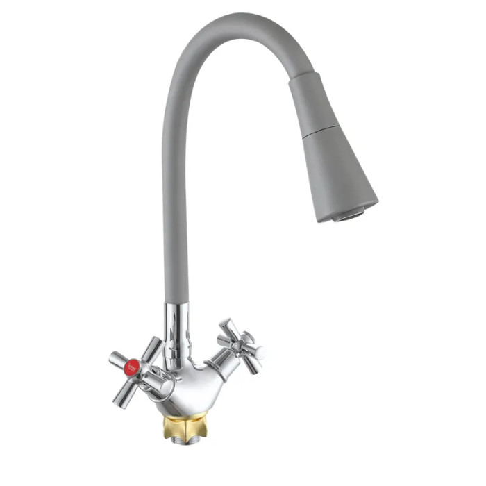 Змішувач для кухні Zerix TLT 722 Reflector Gray з силіконовим виливом (ZX5990)