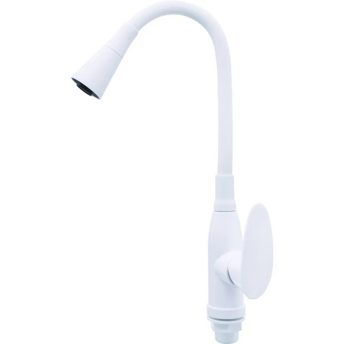 Змішувач для кухні PLAMIX CEZAR-011-B SET WHITE REFL.WHITE із силіконовим виливом, з підведенням (PM0718)