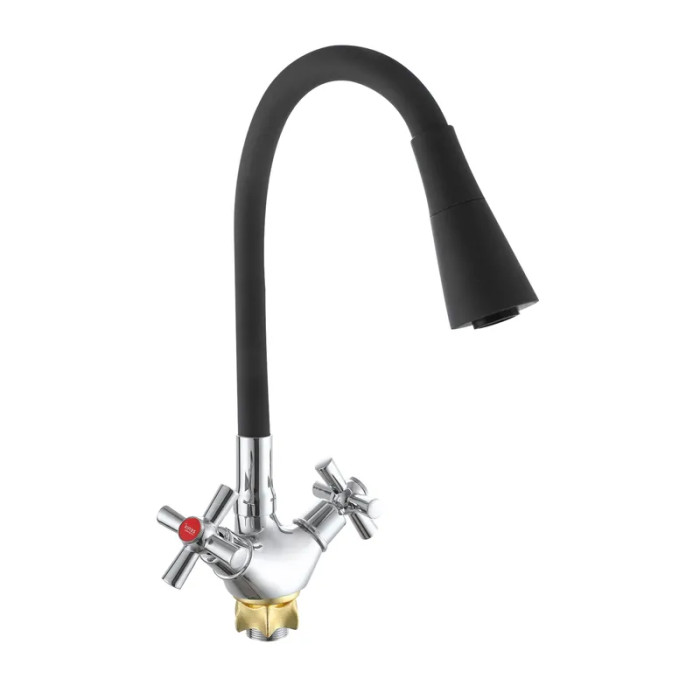 Змішувач для кухні Zerix TLT 722 Reflector Black з силіконовим виливом (ZX5989)