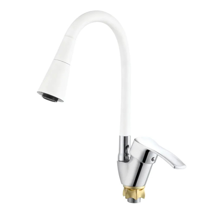 Змішувач для кухні Zerix YUT 279 Reflector White з гнучким виливом (ZX5988)