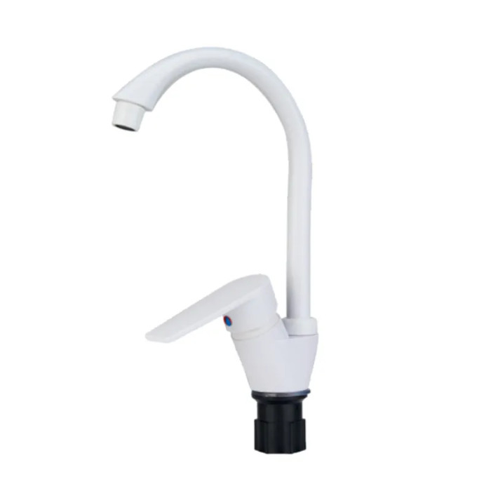 Змішувач для кухні Plamix Oscar-011 White високий, врізний (PM0650)
