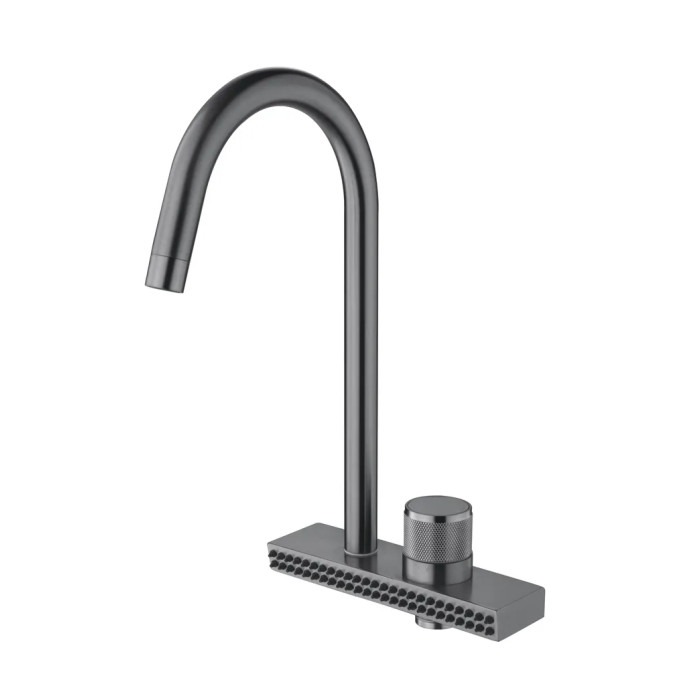 Змішувач для кухні Mixxus FOL-011 Graphite "водоспад" з нерж. сталі (MI6346)