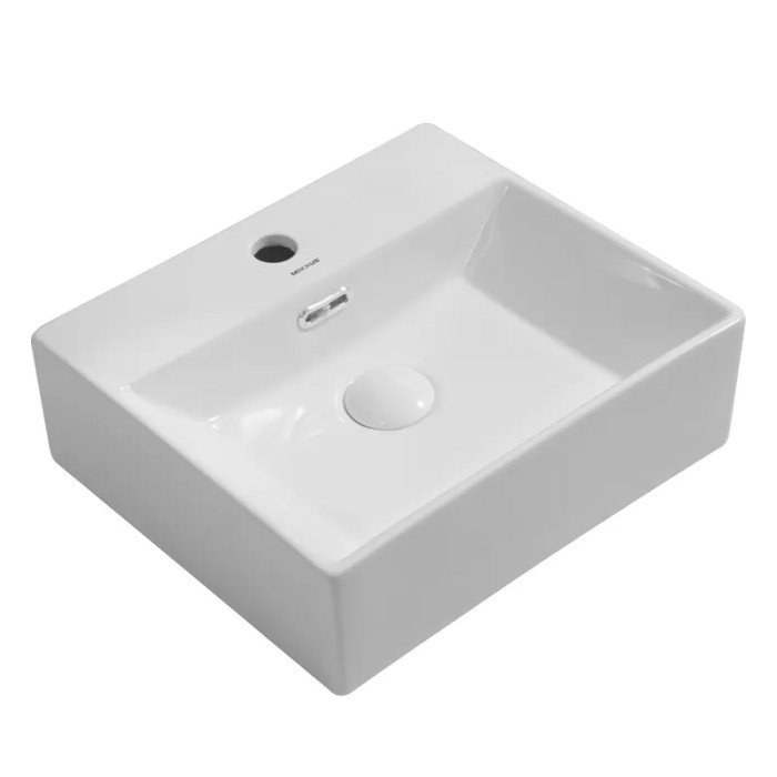 Подвесная раковина Mixxus Premium Quadro-0205 410х360х130mm с отверстием под смеситель и переливом (MP6508)
