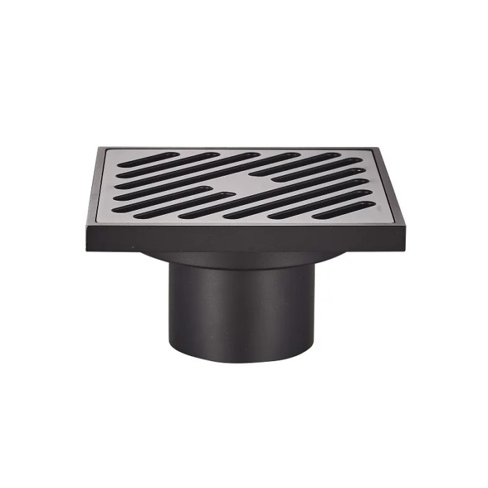 Душевой трап KOER FD10 100x100мм, прямой отвод (Черный) (KR3414)
