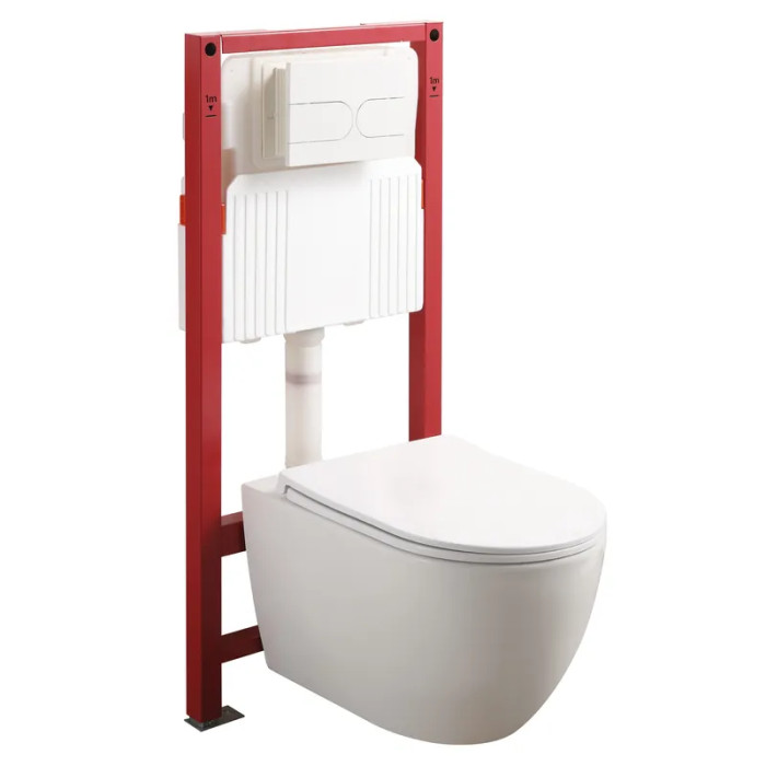Унитаз подвесной MIXXUS PREMIUM ELLIPSE-SET-2101 с инсталляцией и панелью смыва WHITE (MP6667)