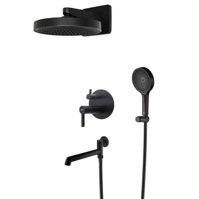 Встраиваемая душевая система Koer KB-66029-05, 3 функции, Черный матовый (KR5492)