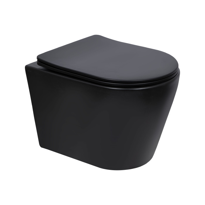 Унітаз підвісний Qtap Scorpio Ultra Quiet безобідковий з сидінням Soft-close MATT BLACK (QT14332380AMB)