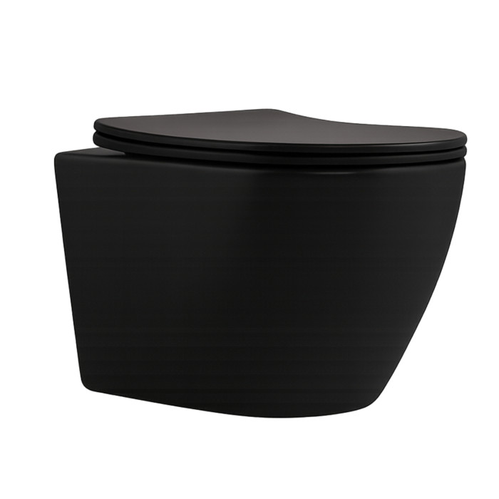 Унітаз підвісний Qtap Robin New Ultra Quiet безобідковий Soft-close MATT BLACK (QT13332381АSMB)