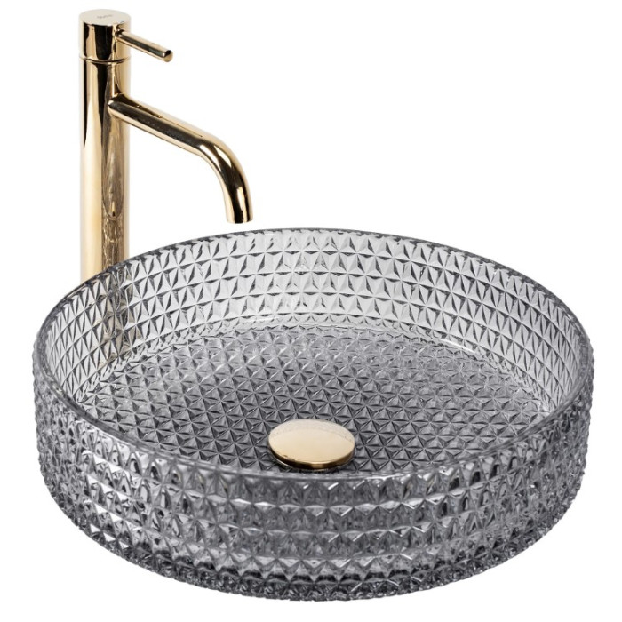 Умивальник (раковина) REA CRISTAL 39 GREY накладний (REA-U8880)