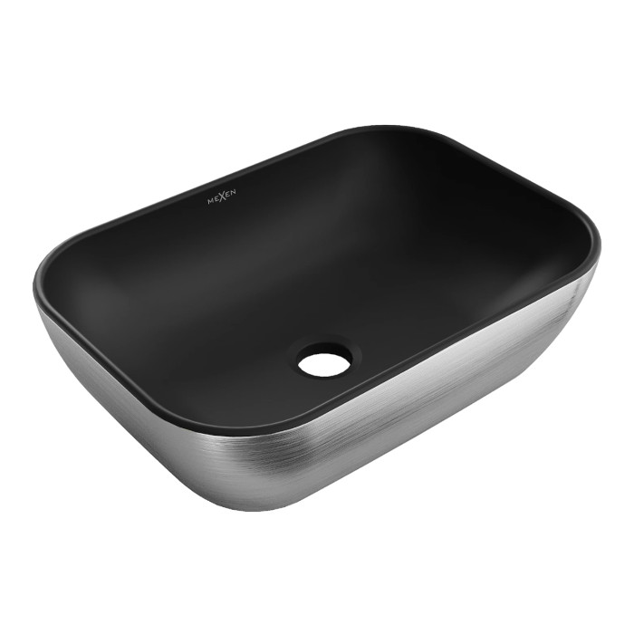 Умывальник (раковина) MEXEN RITA SILVER BRUSHED BLACK MATT накладной (MEX-21084573)