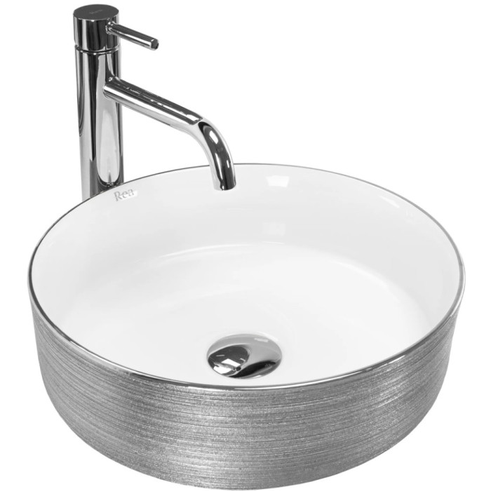 Умивальник (раковина) REA SAMI BRUSHED SILVER WHITE накладний (REA-U3304)