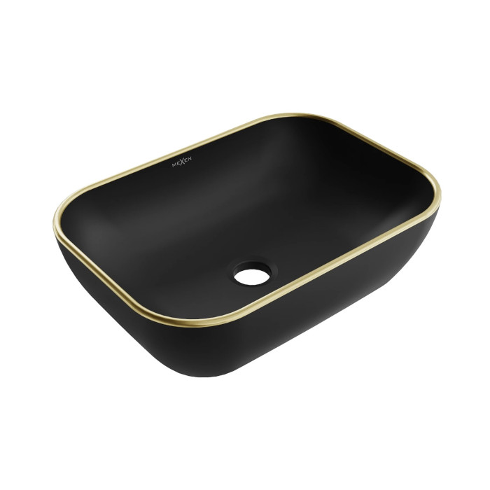 Умивальник (раковина) MEXEN RITA BLACK MATT GOLD EDGE накладний * (MEX-21084575)