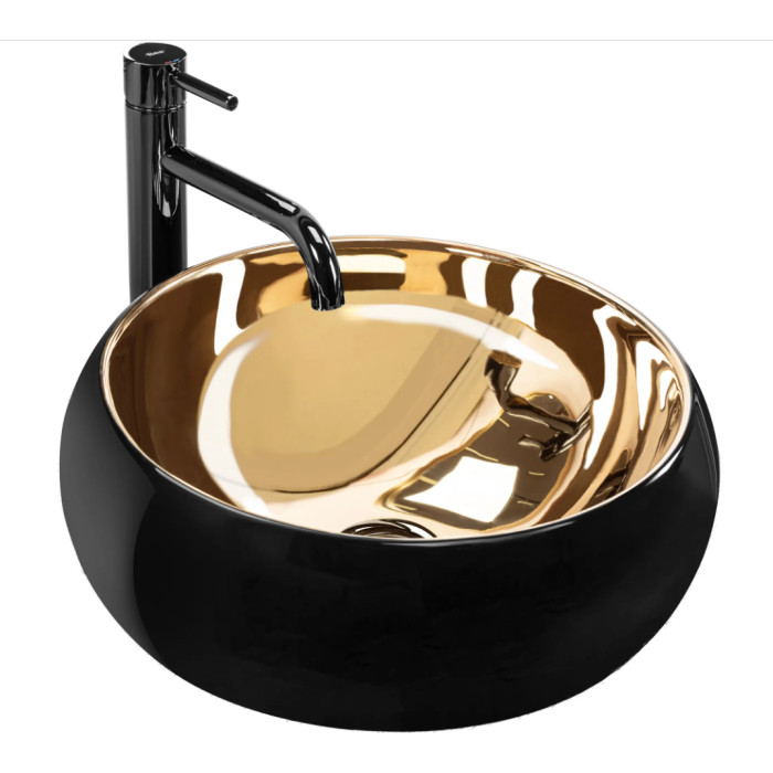 Умивальник (раковина) REA LUNA BLACK MATT GOLD накладний * (REA-U3306)