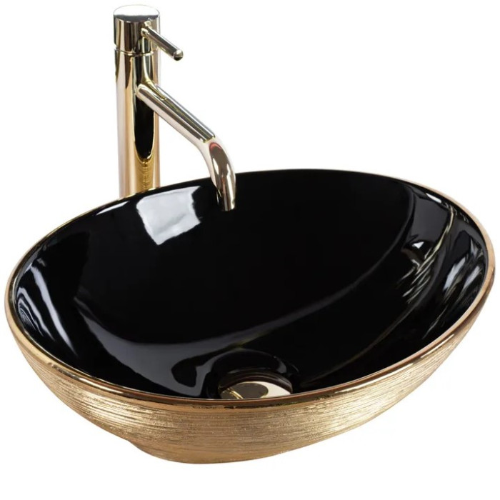 Умивальник (раковина) REA SOFIA BRUSHED GOLD BLACK накладний * (REA-U3310)