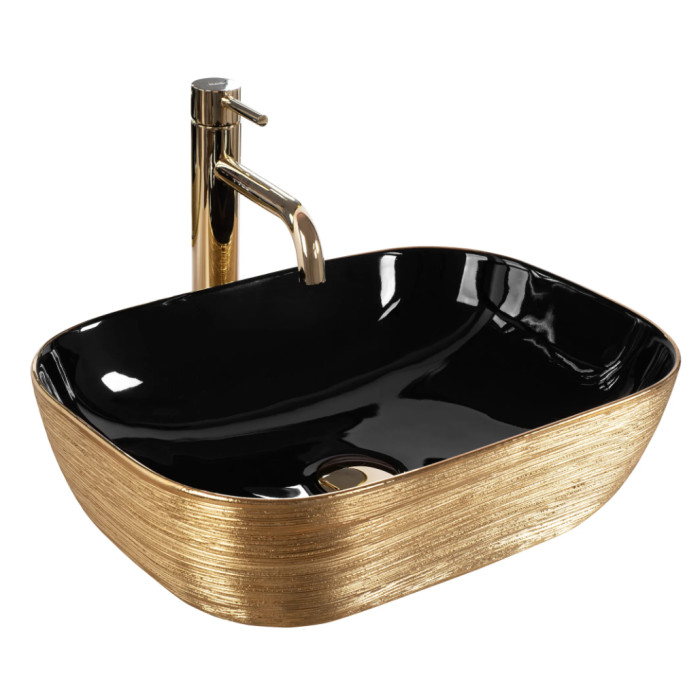 Умивальник (раковина) REA BELINDA BRUSHED GOLD BLACK накладний (REA-U8780)