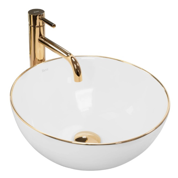 Умивальник (раковина) REA STELLA WHITE GOLD EDGE білий накладний (REA-U7445)