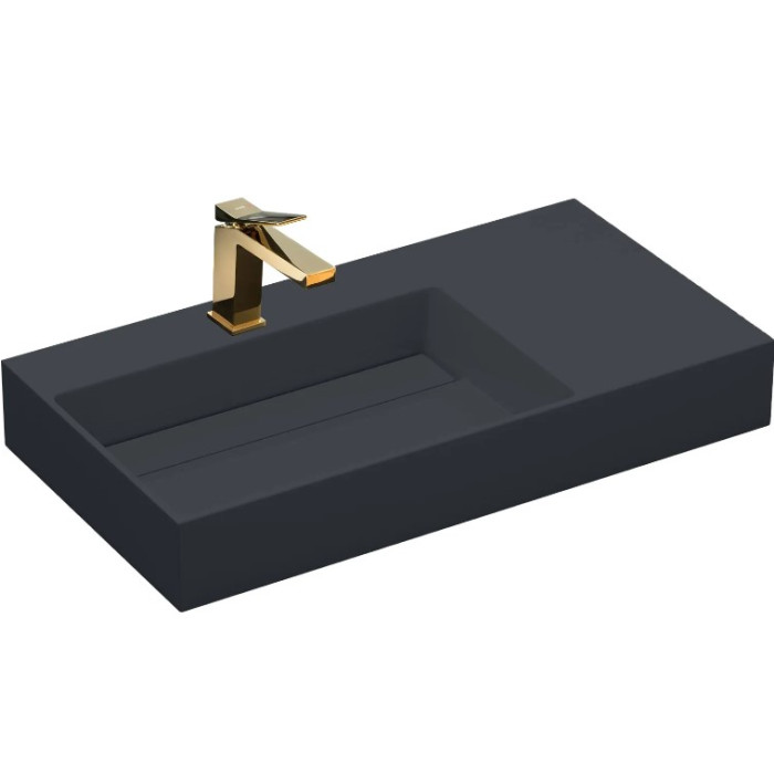 Умивальник (раковина) REA ARCHI 75 BLACK MATT накладний підвісний (REA-U4303)