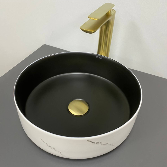 Умивальник (раковина) VBI PRATO WHITE BLACK MARBLE MATT накладний (VBI-011409)