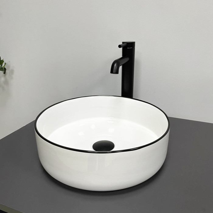 Умывальник (раковина) VBI PRATO WHITE BLACK EDGE накладной (VBI-011414)