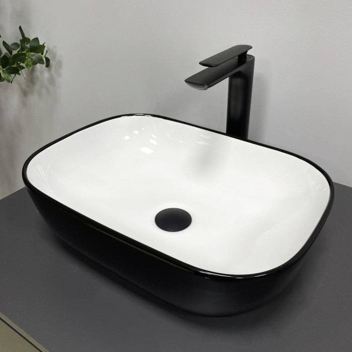 Умывальник (раковина) VBI RAVENNA BLACK WHITE GLOSSY накладной (VBI-011226)