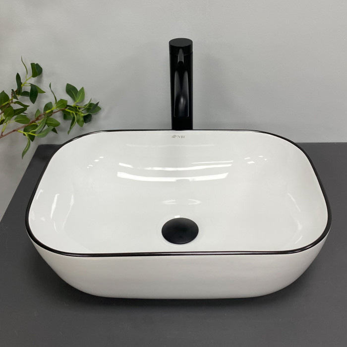 Умивальник (раковина) VBI RAVENNA WHITE BLACK EDGE накладний (VBI-011224)