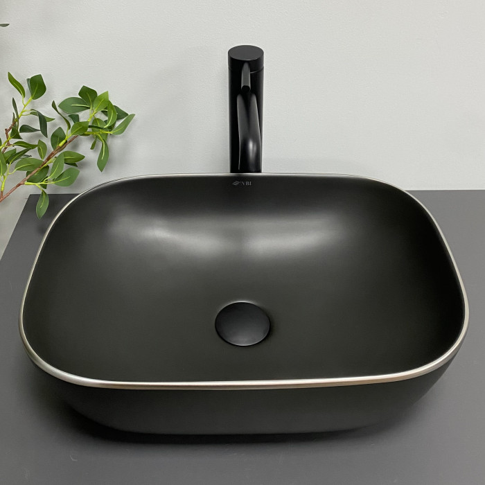 Умивальник (раковина) VBI RAVENNA BLACK MATT SILVER EDGE накладний (VBI-011229)