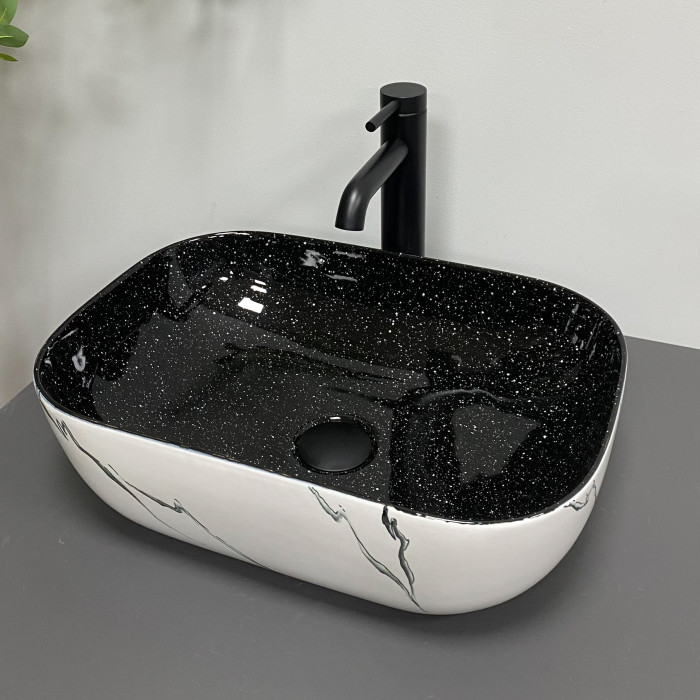 Умивальник (раковина) VBI RAVENNA WHITE BLACK MARMO накладний (VBI-011230)