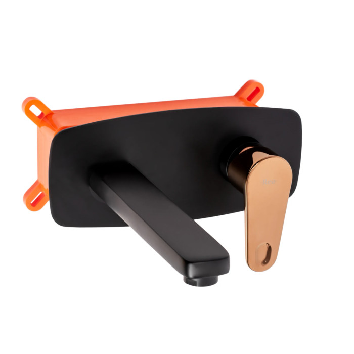 Змішувач для раковини (умивальника) REA MILD BLACK ROSE GOLD + BOX прихованого монтажу (REA-B9142)