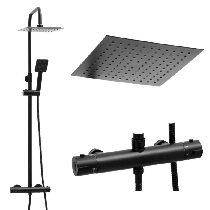 Душевой гарнитур YOKA FLOVA 25 BLACK с термостатом * (BP.FLOVA THERM 25 BLK)