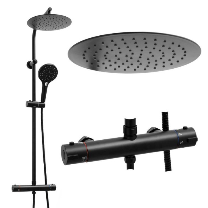 Душевой гарнитур YOKA BERGEN 25 BLACK с термостатом * (BP.BERGEN-THERM-25-BLK)