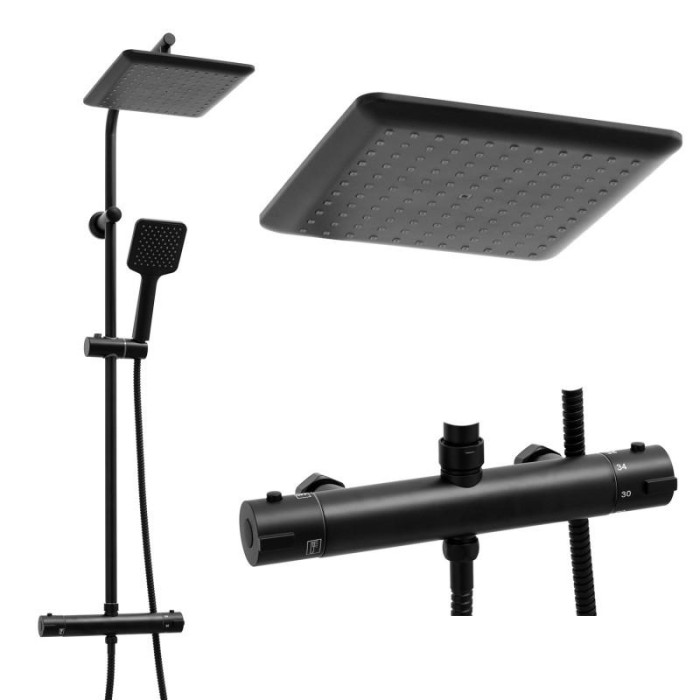 Душевой гарнитур YOKA BODO 23 BLACK с термостатом * (BP.BODO-THERM-23-BLK)