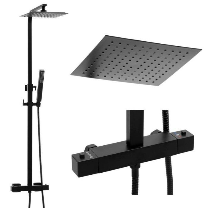 Душевой гарнитур YOKA GIRA 25 BLACK с термостатом * (BP.GIRA-THERM-25-BLK)