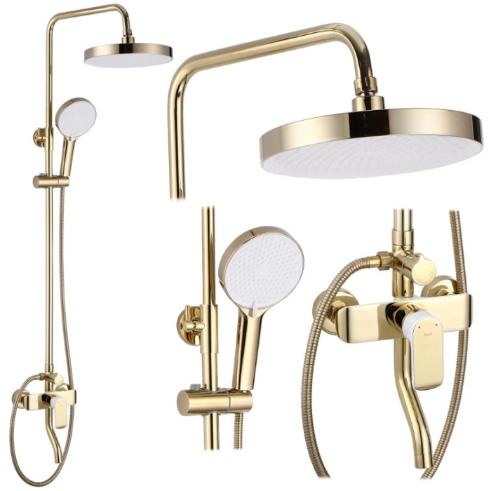 Душевой гарнитур REA BLOOM GOLD WHITE с изливом * (REA-P9529)