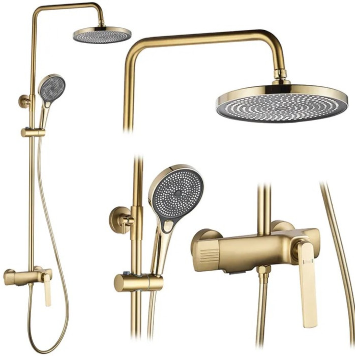 Душовий гарнітур REA REBEL BRUSHED GOLD матове золото з виливом (REA-P2414)